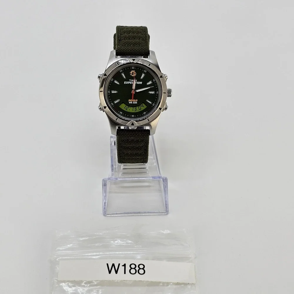 Timex Expedition Analog Digital Men Watch 38MM Green Dial Bands New Battery READ
